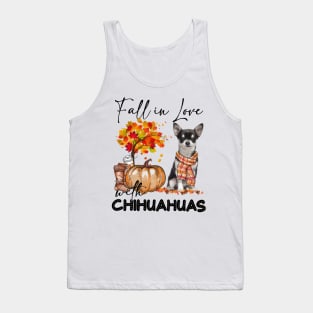 Black Chihuahua Fall in Love Scarf Funny Chihuahua Pumpkin Tank Top